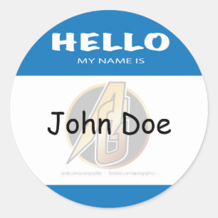 Hallo Blauw Rond Mijn naam is Sticker