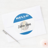 Hallo Blauw Rond Mijn naam is Sticker (Envelop)