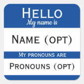 Hallo Blauw Vierkante Sticker (Voorkant)