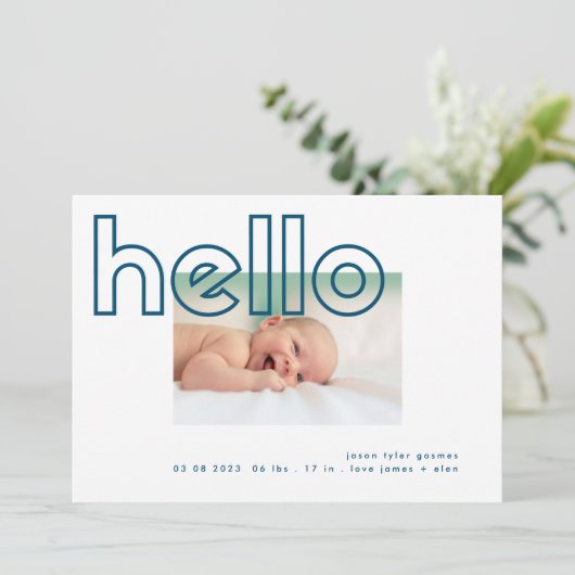 hallo blauw wit, modern, eenvoudig minimalistisch aankondiging (Staand voorkant)