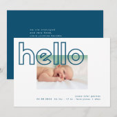 hallo blauw wit, modern, eenvoudig minimalistisch aankondiging (Voorkant / Achterkant)