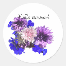 Hallo Blauwe bloemen , Ronde Sticker