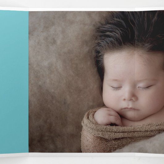 Hallo Blauwe Hart Fotocollage Baby Drieluik Aankondiging (Binnenkant midden)