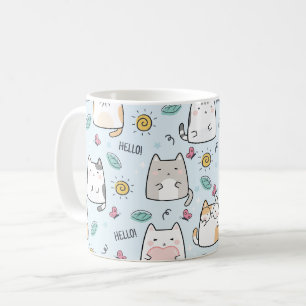 Hallo Blauwe Kawaii Leuke Katten Koffiemok