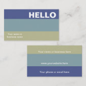 hallo Blauwe Khaki Kleurpalet Minimale klas Visitekaartje (Voorkant / Achterkant)