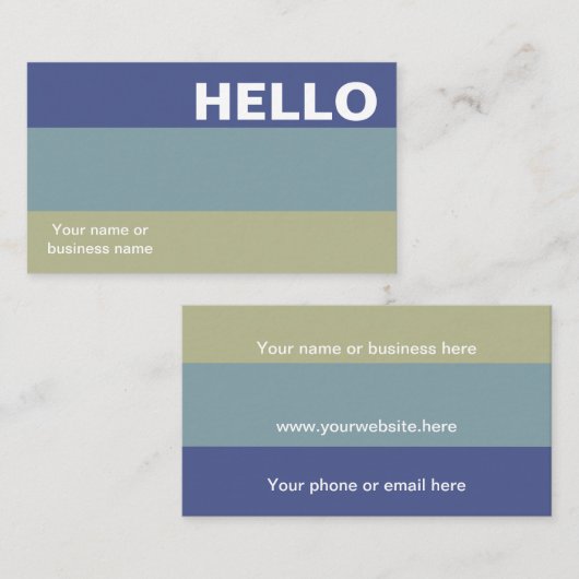 hallo Blauwe Khaki Kleurpalet Minimale klas Visitekaartje (Voorkant / Achterkant)
