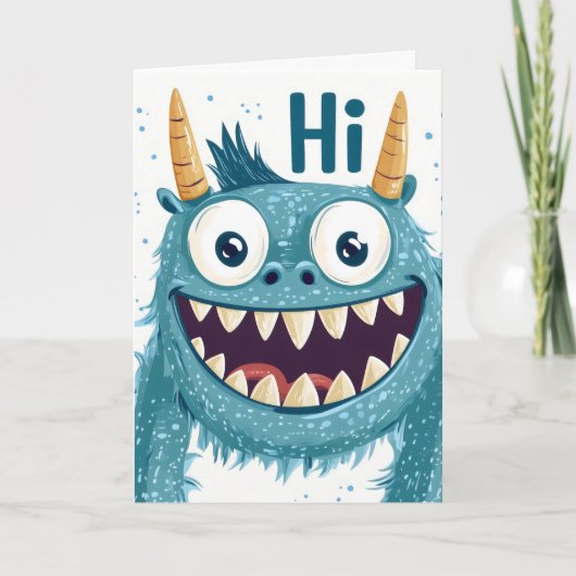 Hallo Blauwe Monster Feestdagen Kaart (Voorkant)