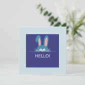 Hallo Blauwe paashaas Kaart (Staand voorkant)