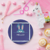 Hallo Blauwe paashaas Papieren Bordje (Feest)