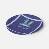 Hallo Blauwe paashaas Papieren Bordje (Gekanteld)