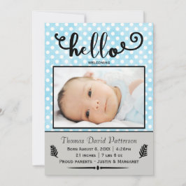 hallo blauwe stippen/grijze foto - Aankondiging ge