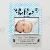 hallo blauwe stippen/grijze foto - Aankondiging ge (Voorkant / Achterkant)