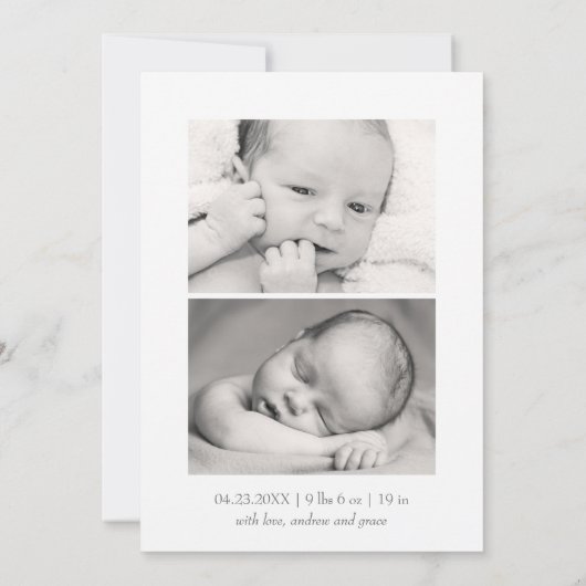 Hallo Blauwe Waterverf 3-Foto | geboorteaankondigi Aankondiging (Achterkant)