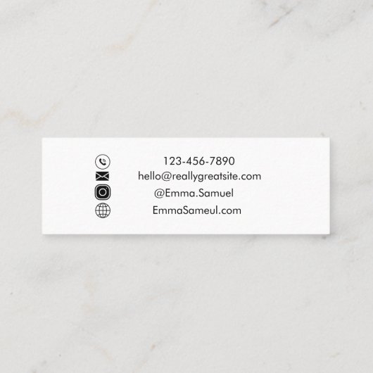 Hallo Blauwgroen Elegant Mini Visitekaartje (Achterkant)