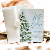 Hallo Blue Bows Kerstboom Baby Baby shower Kaart
