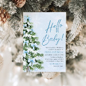 Hallo Blue Bows Kerstboom Baby Baby shower Kaart