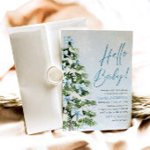 Hallo Blue Bows Kerstboom Baby Baby shower Kaart