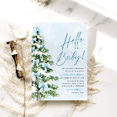 Hallo Blue Bows Kerstboom Baby Baby shower Kaart
