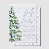 Hallo Blue Bows Kerstboom Baby Baby shower Vellum Uitnodigingen (Offset (Uitnodiging))