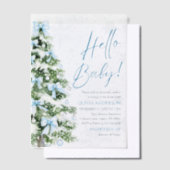 Hallo Blue Bows Kerstboom Baby Baby shower Vellum Uitnodigingen (Offset)
