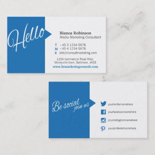 Hallo Blue quote social media visitekaartje
