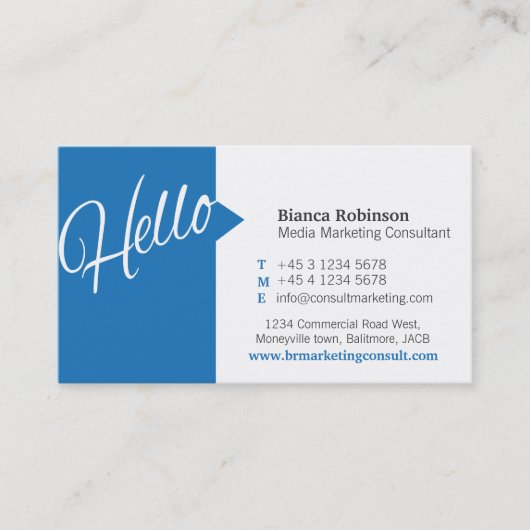 Hallo Blue quote social media visitekaartje (Voorkant)