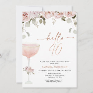 Hallo Blush Bloemen Champagne Glas Kaart