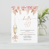 Hallo Blush Bloemen Pampas Champagne Kaart (Staand voorkant)