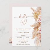 Hallo Blush Boho Pampas Grass Kaart (Voorkant / Achterkant)