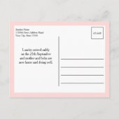 Hallo Blush Pink Aankondigingskaart (Achterkant)