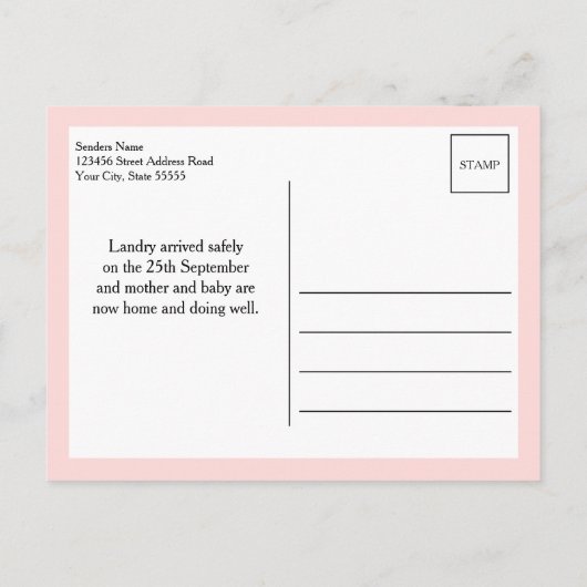 Hallo Blush Pink Aankondigingskaart (Achterkant)