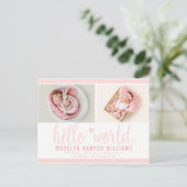 Hallo Blush Pink Aankondigingskaart (Staand voorkant)