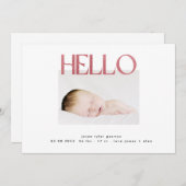 hallo Blush Pink Folie modern minimalistisch Aankondiging (Voorkant / Achterkant)