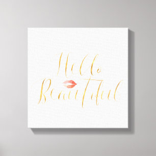 Hallo Blush Pink Gold Canvas Afdruk