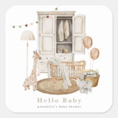 Hallo Boho Baby Kwekerij Kledingkast Wieg Baby sho Vierkante Sticker (Voorkant)