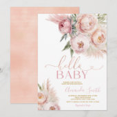 Hallo Boho Baby Roses Bloemen Meisje Baby shower Kaart (Voorkant / Achterkant)