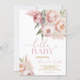 Hallo Boho Baby Roses Bloemen Meisje Baby shower Kaart