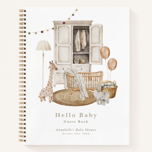 Hallo Boho? Baby shower Kwekerij Kledingkast Gastb Notitieboek (Voorkant)
