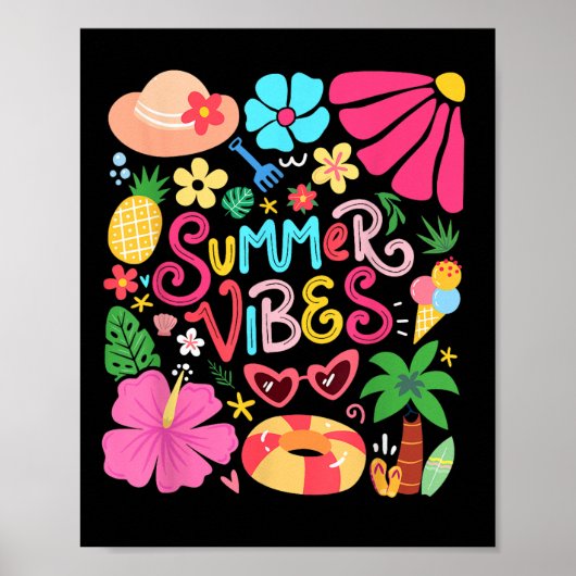 Hallo Boho Flower Zomer Vibes Funny Beach Life Me Poster (Voorkant)