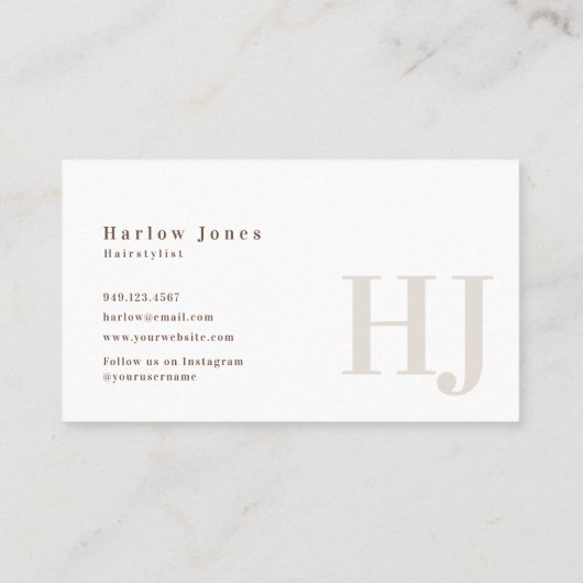 hallo Boho Minimalist Signature Beige Visitekaartje (Achterkant)