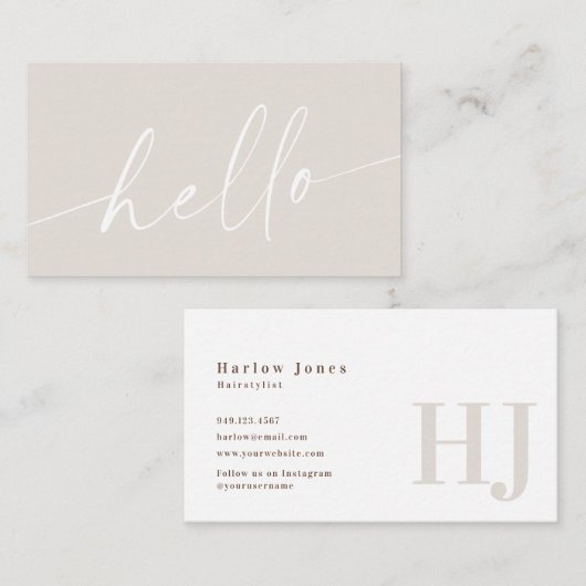 hallo Boho Minimalist Signature Beige Visitekaartje (Voorkant / Achterkant)
