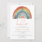 Hallo Boho Retro gekleurde regenboog Aankondiging (Voorkant)