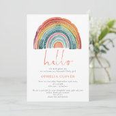 Hallo Boho Retro gekleurde regenboog Aankondiging (Staand voorkant)