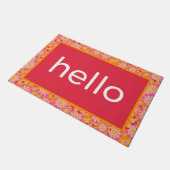 Hallo Boho Roze Oranje bloempatroon Deurmat (Schuin)