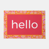 Hallo Boho Roze Oranje bloempatroon Deurmat (Voorkant)