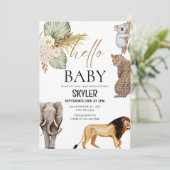 Hallo Boho Wild Animals "Baby" Douche Uitnodiging (Staand voorkant)