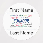 Hallo Bonjour Naam Sjabloon Wereldtalen Labels (Design 2)