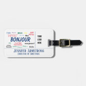 Hallo Bonjour Reizen Talen Kleurrijke Naam Bagagelabel (Voorkant horizontaal)