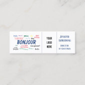 Hallo Bonjour Reizen Talen Kleurrijke Naam Mini Visitekaartje (Voorkant)