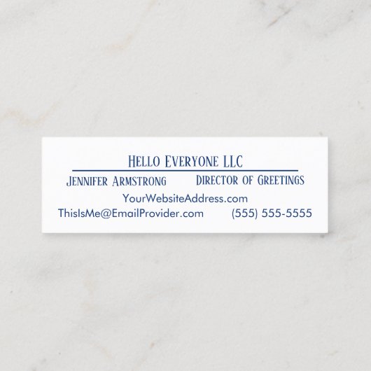 Hallo Bonjour Reizen Talen Kleurrijke Naam Mini Visitekaartje (Achterkant)